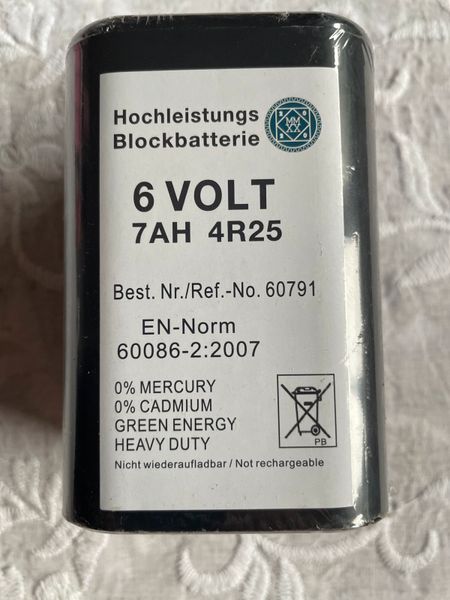 Hochleistungs-Blockbatterie 6 Volt 7 AH