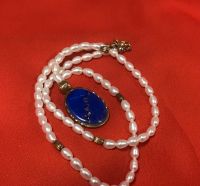Alte Damen Halskette Perlen mit Anhänger- Lapislazuli Baden-Württemberg - St. Georgen Vorschau