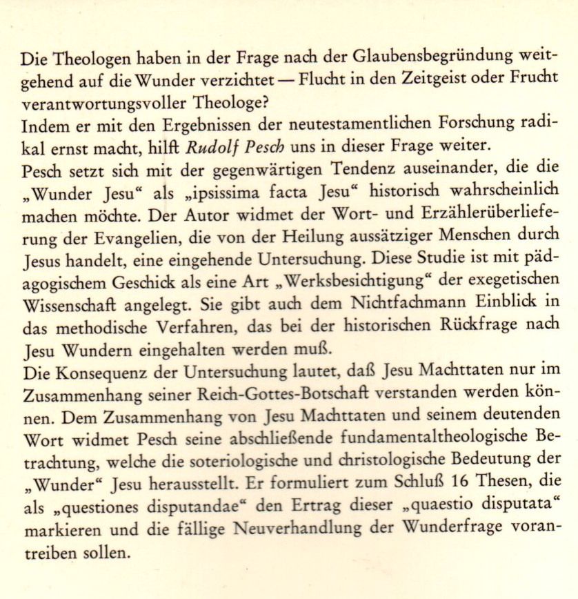 Jesu ureigene Taten?   Ein Beitrag zur Wunderfrage. in Blomberg