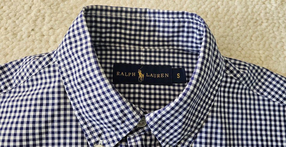 POLO Ralph Lauren Herren Hemd Navy Dunkelblau Weiß kariert Gr. S in Frankfurt am Main