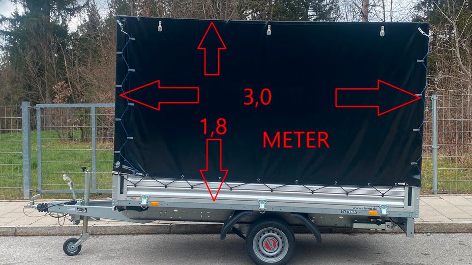 Kastenanhänger mit Hochplane 1300kg 2,5m Vermietung