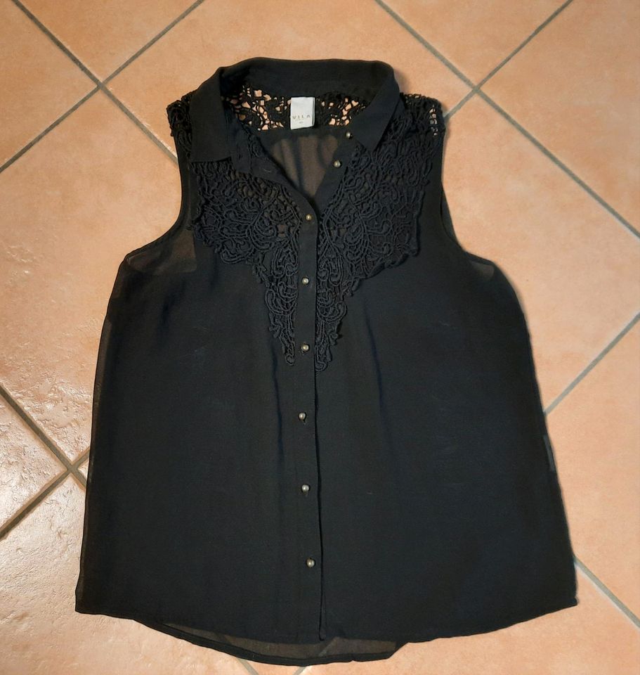 wunderschöne Vila Bluse mit Baumwollspitze, Schwarz, Gr. XS, Ärme in Düsseldorf