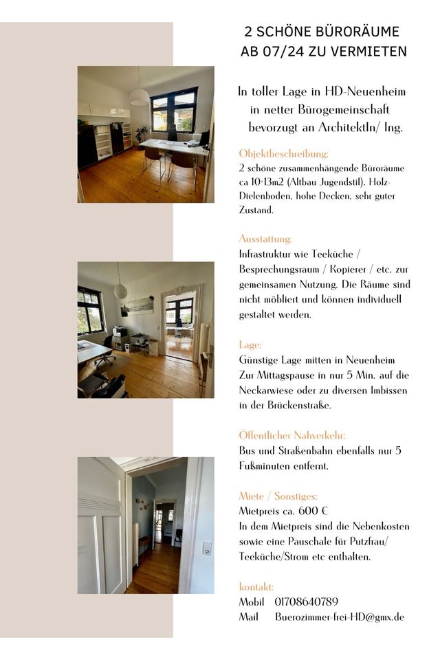 2 Büroräume in HD Neuenheim in Heidelberg