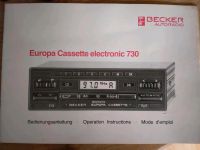 Bedienungsanleitung Becker Europa Cassette Electronic 730 Nordrhein-Westfalen - Sprockhövel Vorschau