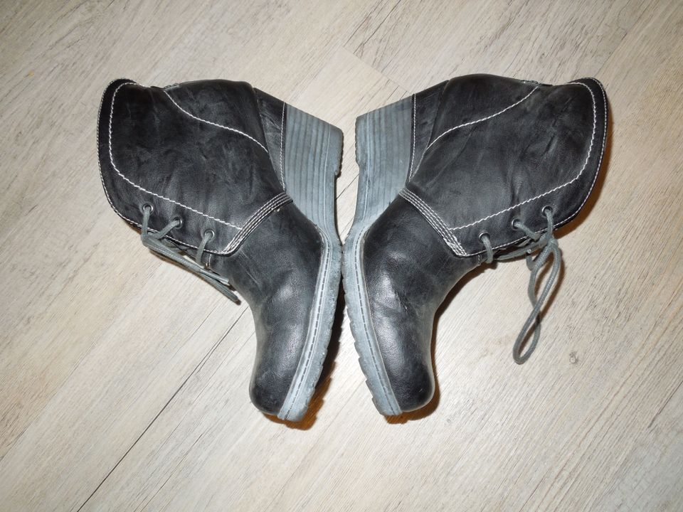 Mustang Stiefel, Stiefelette, grau, Keilabsatz, Gr.40, anthrazit in Thermalbad Wiesenbad