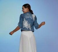 Brautjacke Aufschrift BRIDE 3D Spitze Jacke Spitze Jeans 32 - 70 Baden-Württemberg - Meckenbeuren Vorschau