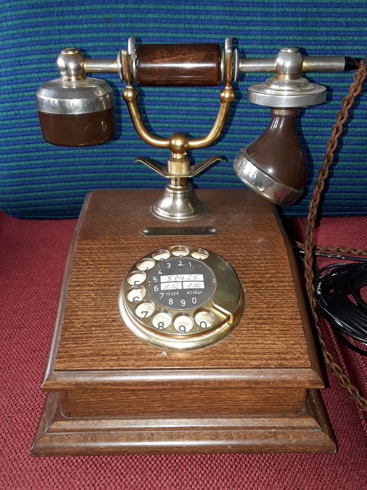 1980er Vintage Holztelefon POST DFeAp 301 Lyon 1920er Retro in Aachen