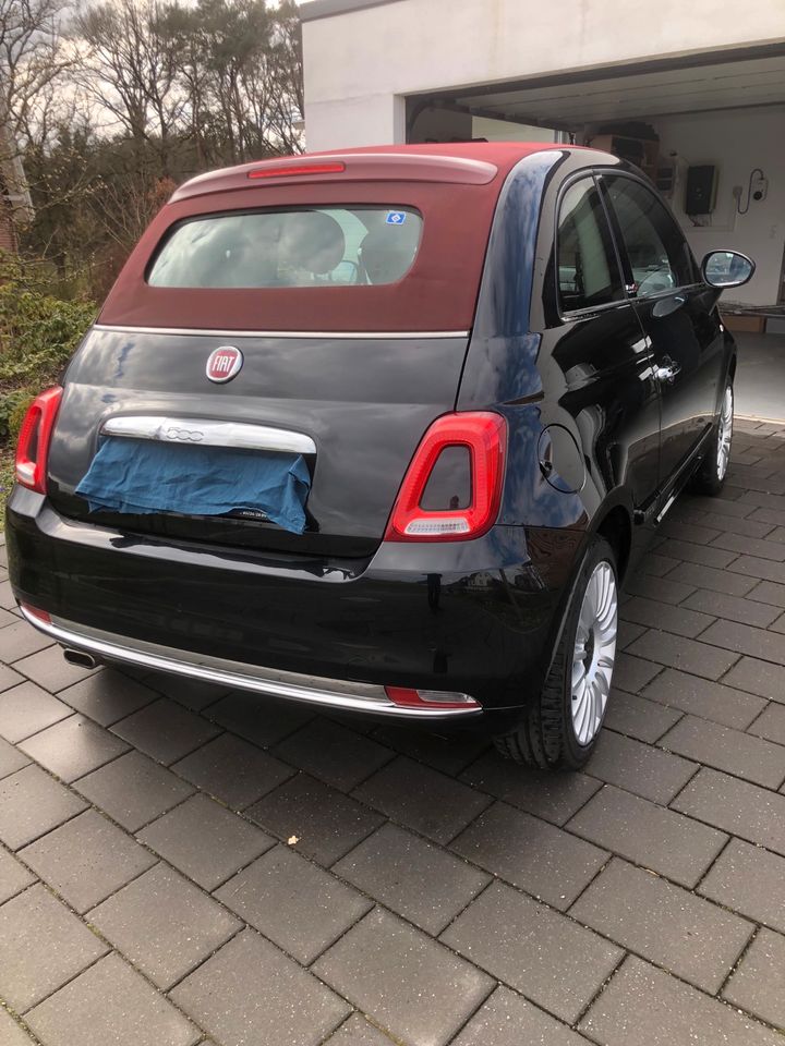 Fiat 500c Cabrio /schwarz / Stoffdach rot in Suderburg
