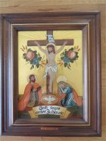 Bild Hinterglasmalerei Christlich Kreuzigung Handarbeit Blattgold Bayern - Engelsberg Vorschau