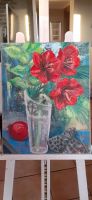 Öl Bild 40x50 Stillleben Amaryllis Blumen Öl auf Leinwand Schleswig-Holstein - Tarp Vorschau