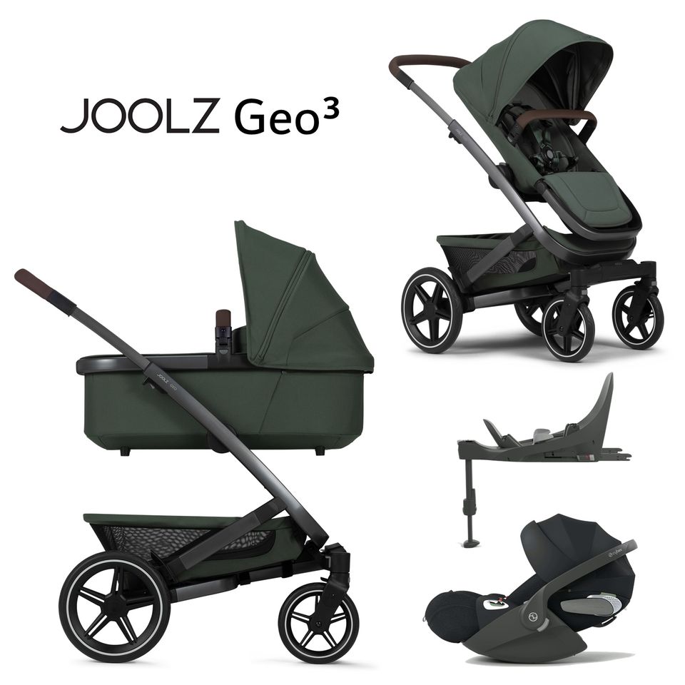 Joolz Geo 3 Mono - 4in1 Kinderwagen-Set - Forest Green - inkl. Babywanne + Sportsitz + Cybex Cloud T i-Size + Base T + XXL-Zubehörpaket - NEU in Fulda