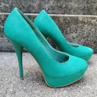 Plateau High Heels | dunkles mintgrün / petrol | Größe 39 Wiesbaden - Mainz-Kostheim Vorschau