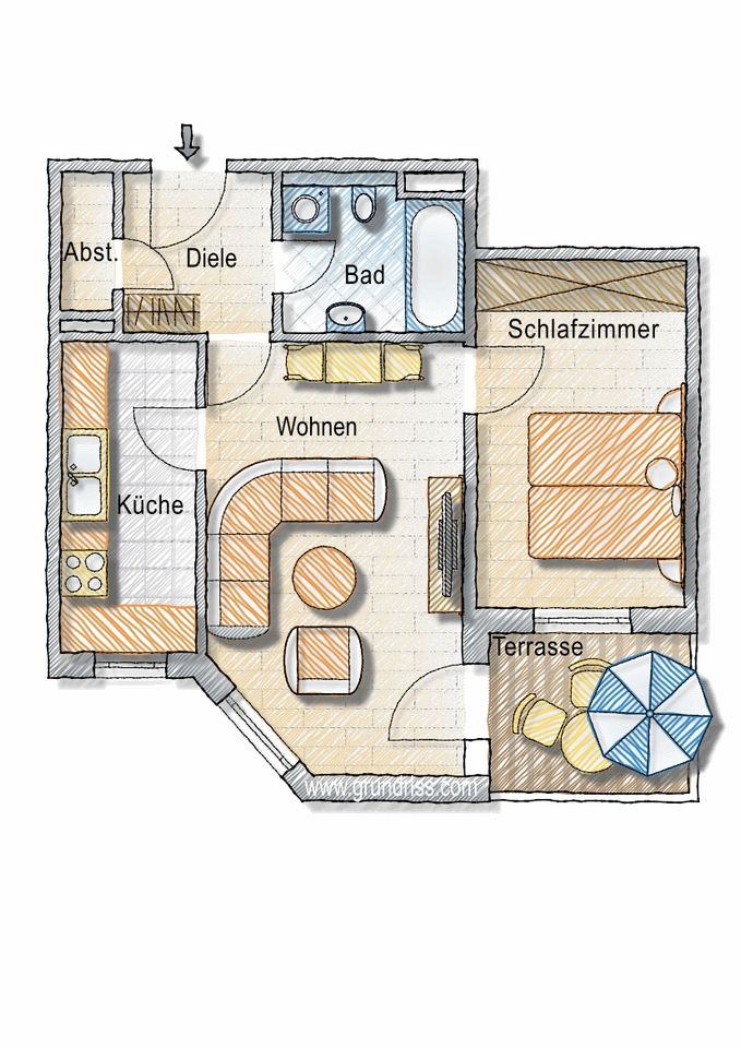 Schöne 2-Zimmer Erdgeschoss-Wohnung in der beliebten Weststadt Ravensburgs in Ravensburg