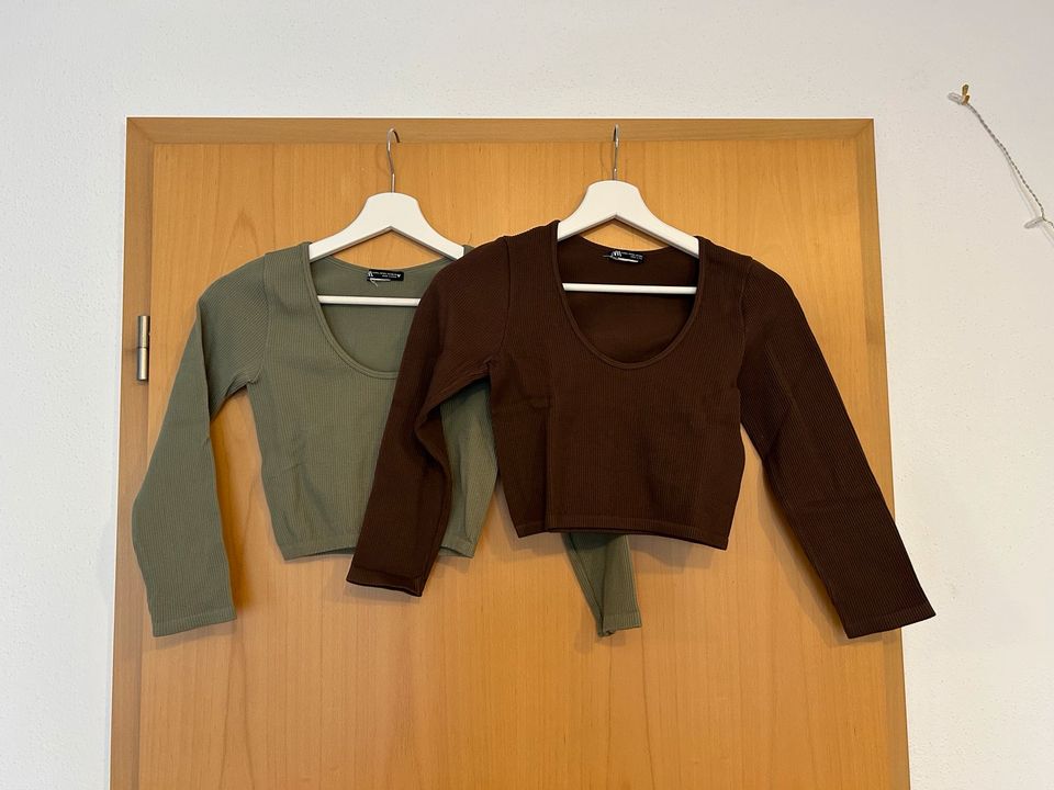 2x Zara langarm Dreiviertel Crop top in Weilheim i.OB