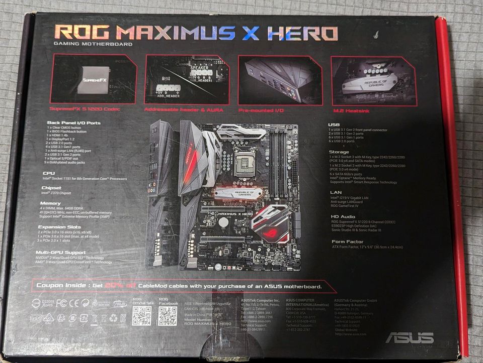 Asus ROG Maximus X Hero Mainboard LGA1151 in Dortmund