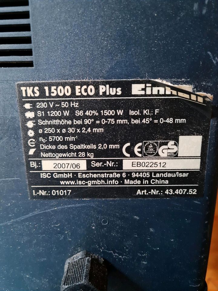 Tischreissäge Einhell TKS 1500 ECO Plus in Nehren