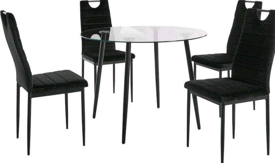 Original verpackt 4 Stühle Esszimmer Küche Tisch Sammt in Bergkamen