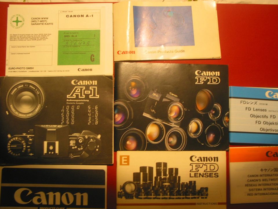 CANON A 1 KAMERA - NEUKAUF 1980 1.Hd.Originalr. 5 Objektive in Hannover