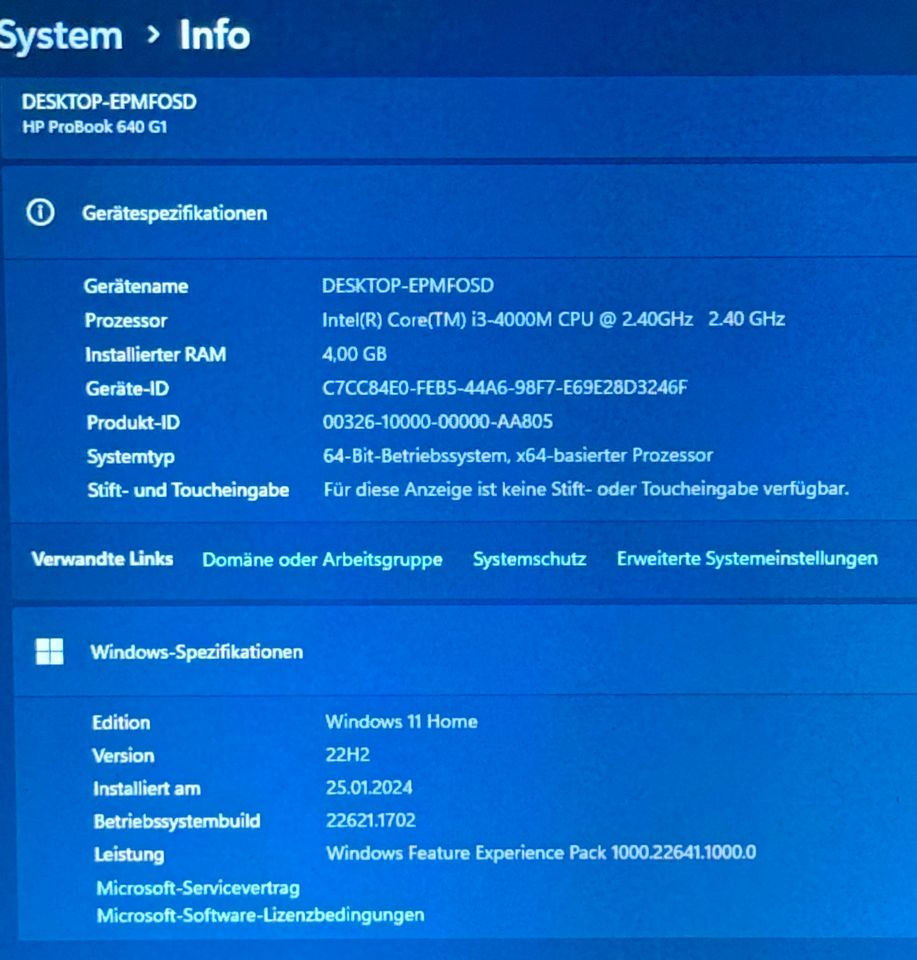 HP ProBook 640 / i3 / 250 GB SSD / 8 GB / 14“ / Neuer Akku in Birkenfeld