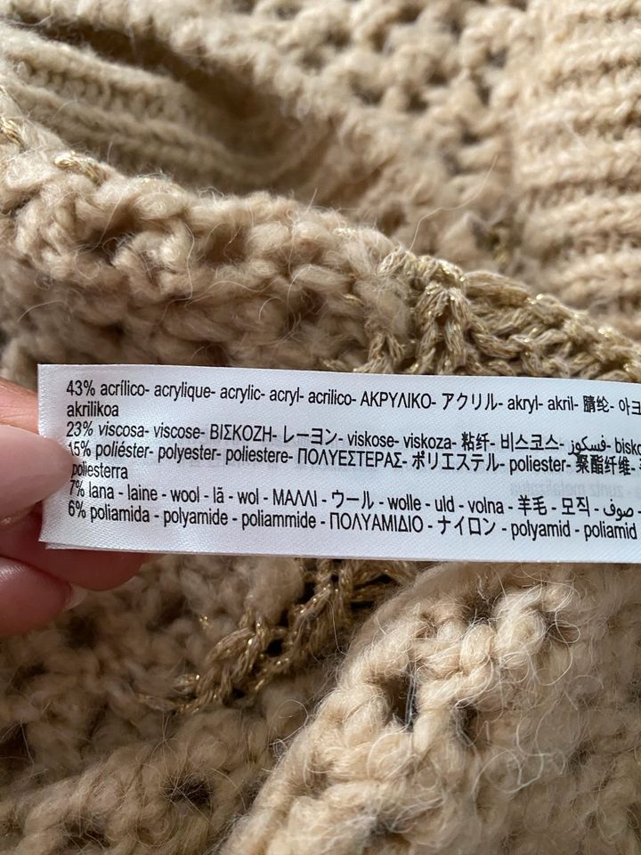 Zara Wollpullover Beige Lurexfäden Gold M in Saarbrücken