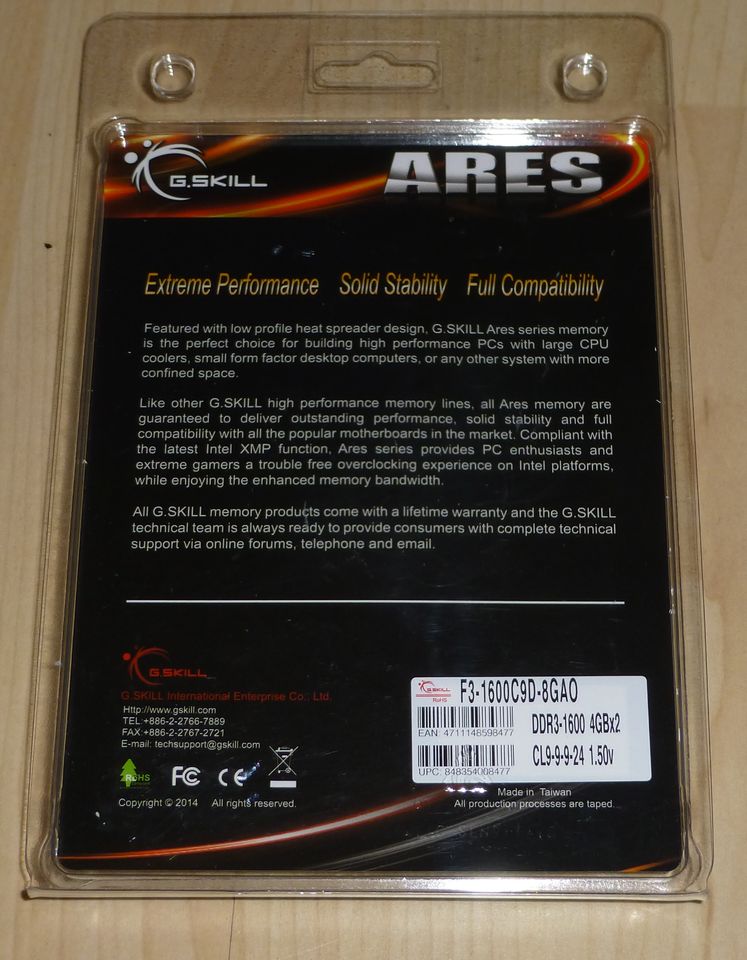 G.Skill Ares 8GB 2x 4GB Dual Channel Memory Kit DDR3 1600, CL9 in Seeg
