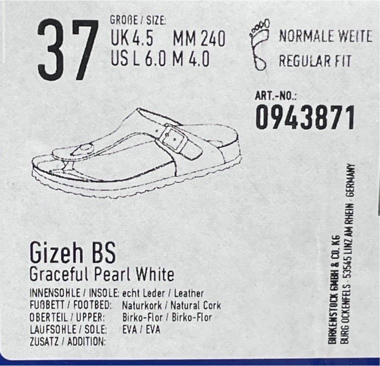 Birkenstock Gizeh BS | Größe 37 | Art. 0545 in Remscheid