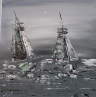 Segelboote abstrakt, Acryl auf Leinwand, 50x50 Rostock - Seebad Warnemünde Vorschau