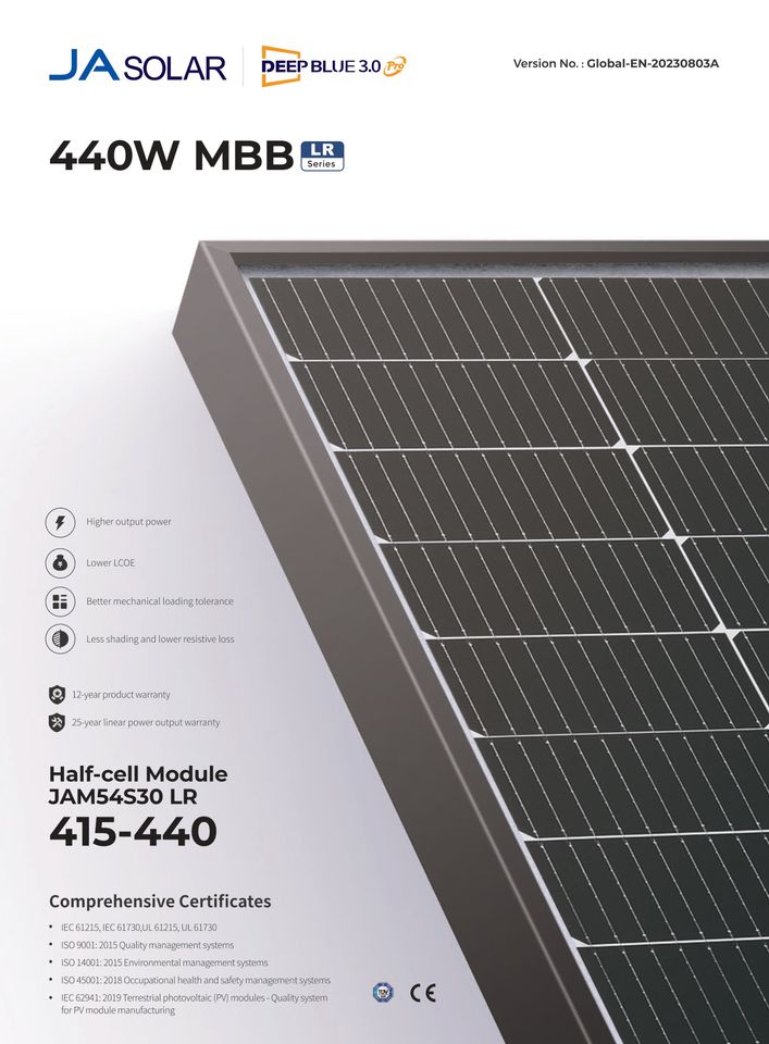 Solarmodule / Solarpanel Ja Solar 420W Mono GRATIS-Lieferung in Hamburg