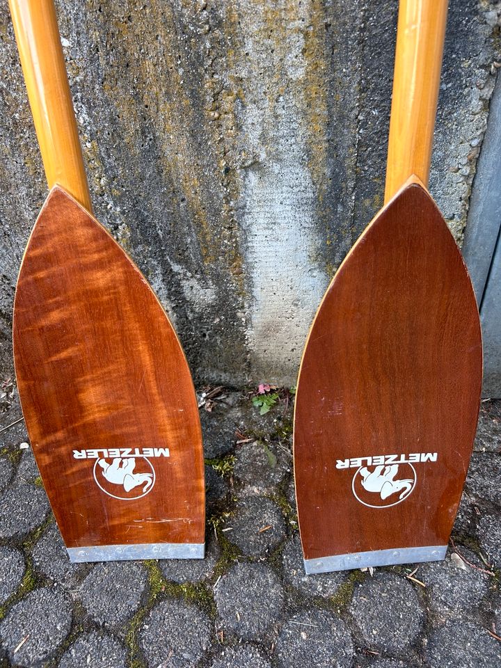 Metzler vintage Holz Paddel Messing für Schlauchboot in Weil der Stadt
