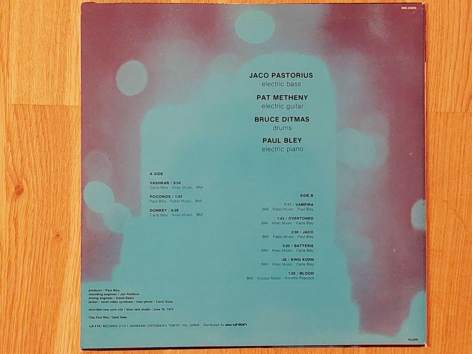 Jaco Pastorius - Pat Metheny - Bruce Ditmas - Paul Bley - Vinyl in Herne