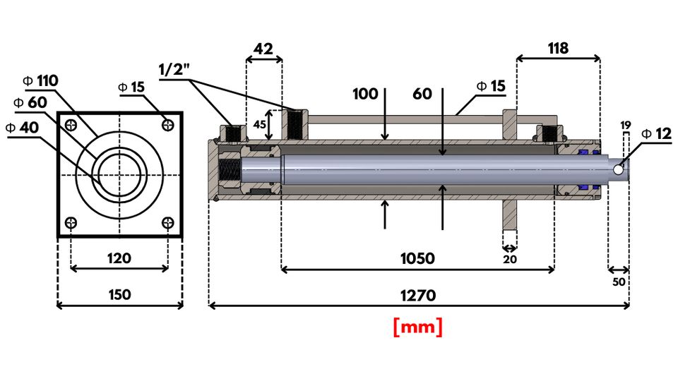 HYDRAULIKZYLINDER MIT FLANSCH FÜR HOLZSPALTER in Köln