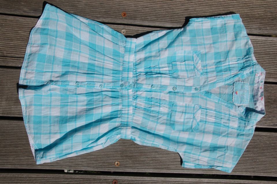 Bluse kurzarm blau weiß kariert Gr.158/164 C&A Mädchen in Osburg