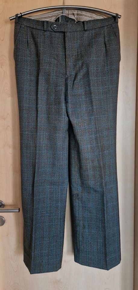 Herren Bundfaltenhose Anzughose grau kariert 70er 80er Vintage in Allmendingen