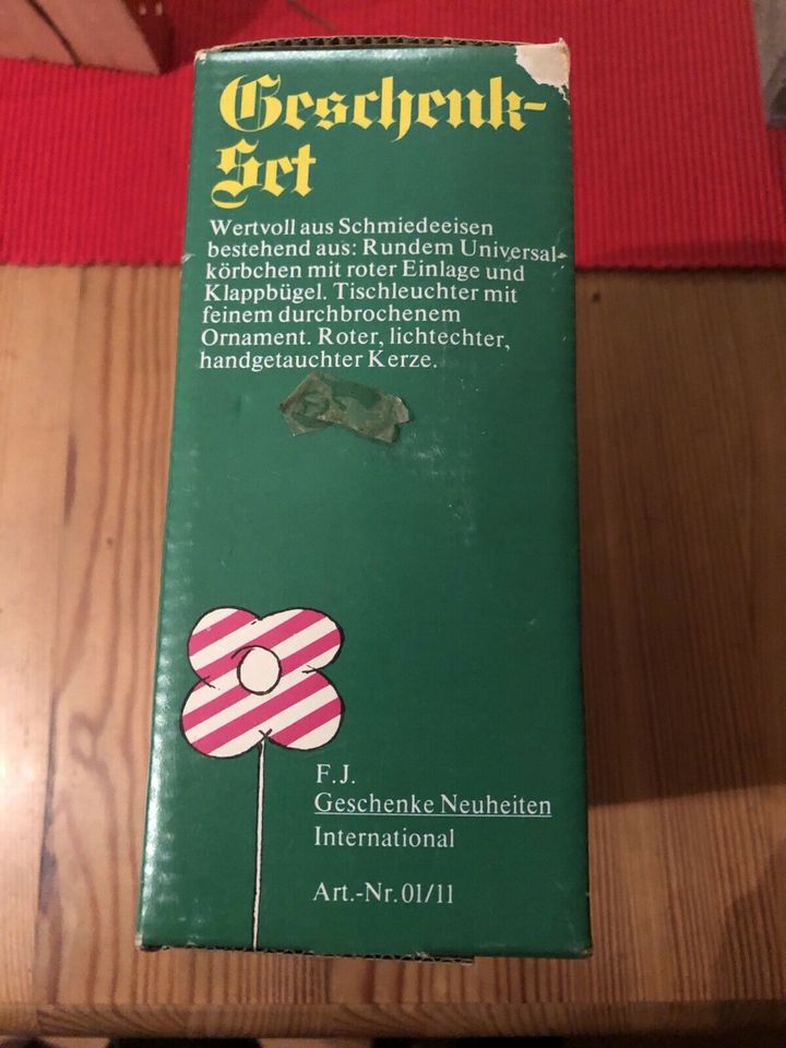 Schmiedeeisernes Advent Set* Körbchen und Kerzenhalter  * silber in Pfaffen-Schwabenheim