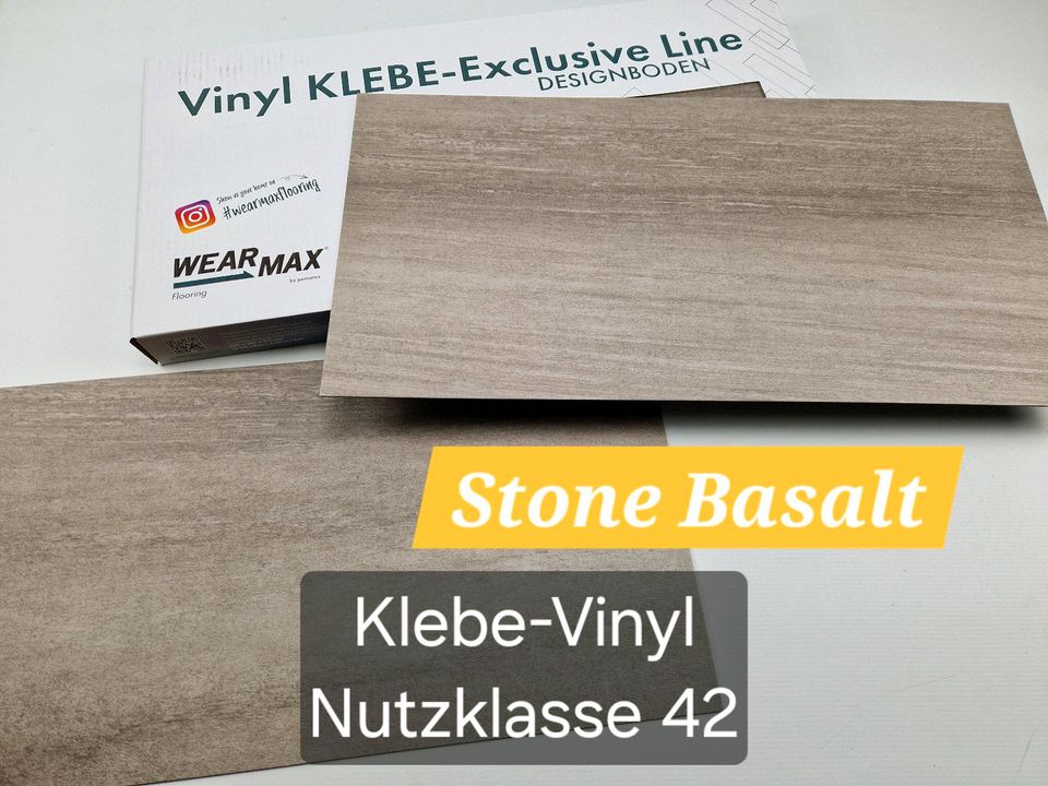 Klebevinyl 444m² Fliesen-Optik Vinyl-Boden Vinyl Stone Basalt Dry in Bielefeld