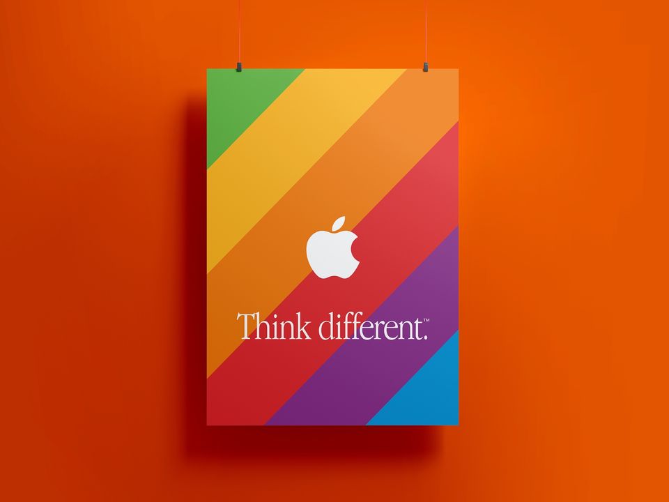 Apple Computers "Think different." LGBTQ Pride Poster Rainbow DIN in Bonn