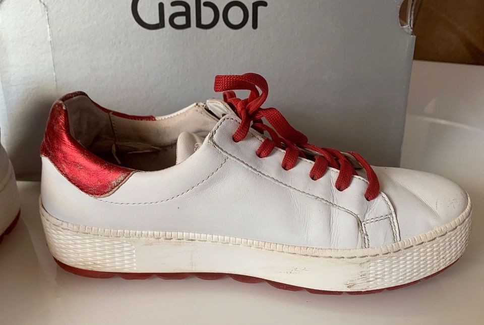 Gabor Sneakers rot weiß Gr. 38 in Zwickau