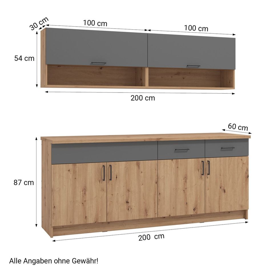 Küche Einbauküche Küchenschränke Küchenzeile Holz NEU 200 160-Ma in Wiesbaden