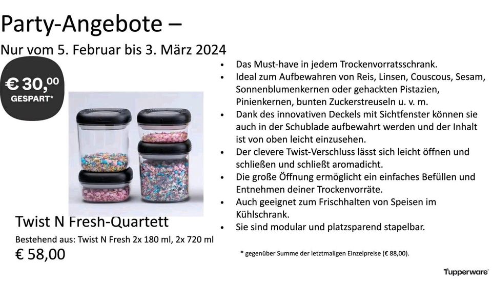 Twist N Fresh Set Quartett Tupperware  neu in Reichertshausen