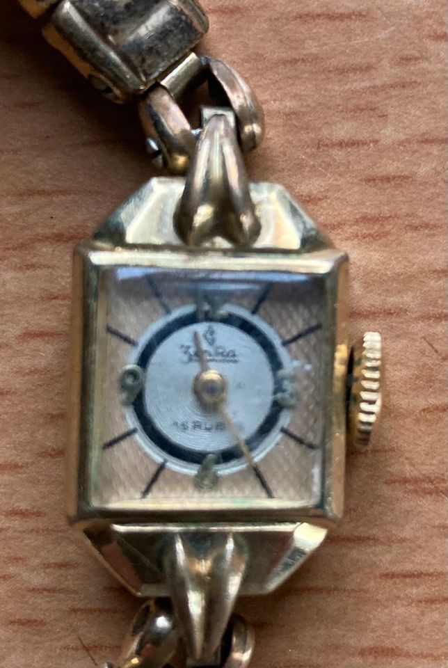 Armbanduhr, Zentra, antik, Rolled Gold, 15 Rubis in Großmehring