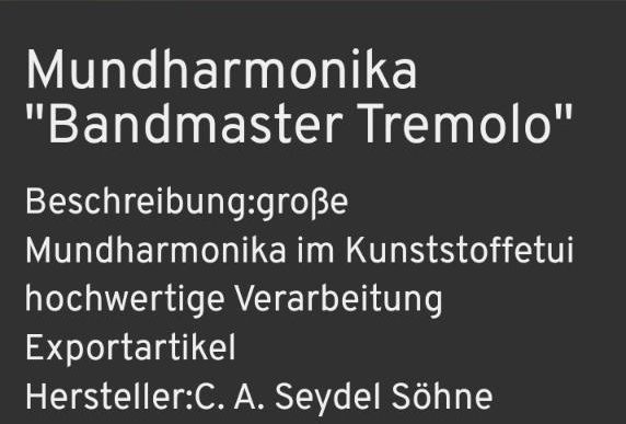 Mundharmonika Bandmaster DDR VINTAGE u. Tower in Spergau