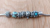 ☀️ Pandora Armband Türkis 2 Stopper 6 Charms Nordrhein-Westfalen - Herzogenrath Vorschau