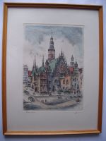 Signiertes Bild vom Rathaus Breslau ca. 19 x 27 cm Nordrhein-Westfalen - Detmold Vorschau