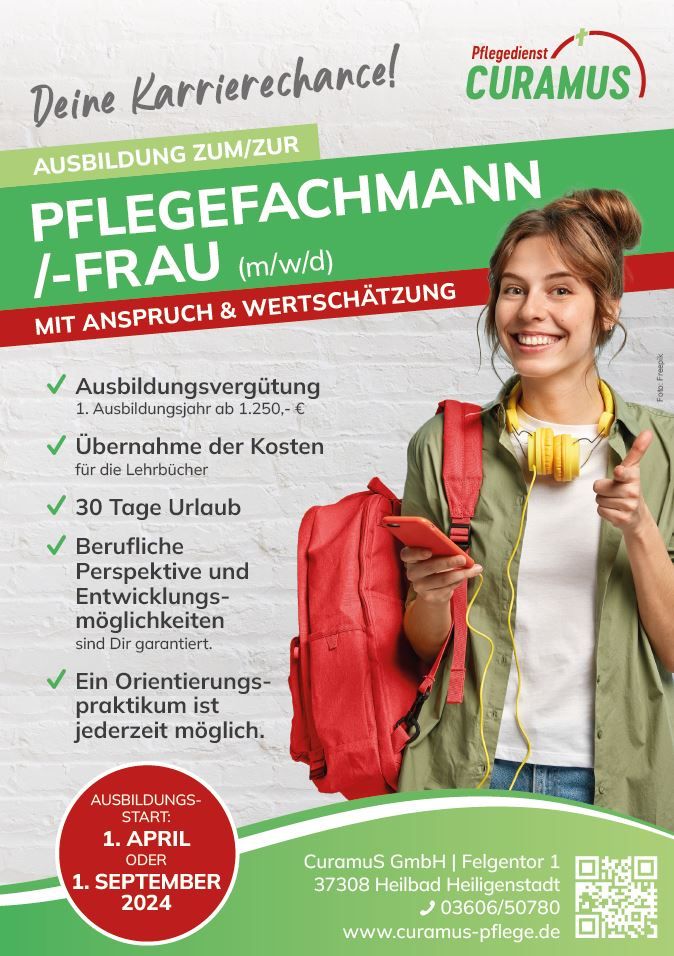 Ausbildung 2024 - Pflegefachmann - Deine Chance (m/w/d) in Heilbad Heiligenstadt