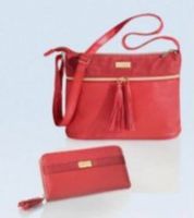 Set von Carla Faustini Handtasche & Geldbörse rot gold Quasten Kiel - Ellerbek-Wellingdorf Vorschau