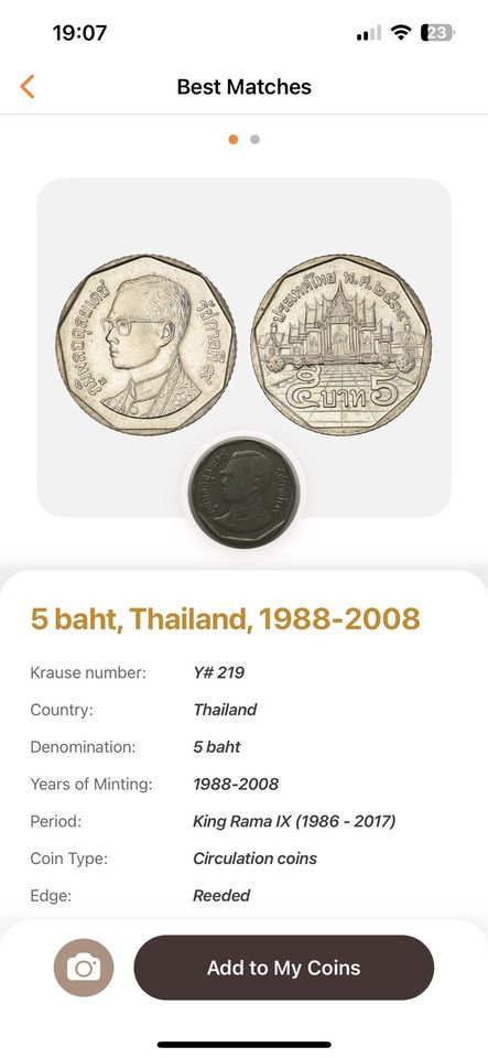 Münze - 5 baht, Thailand in Olbernhau