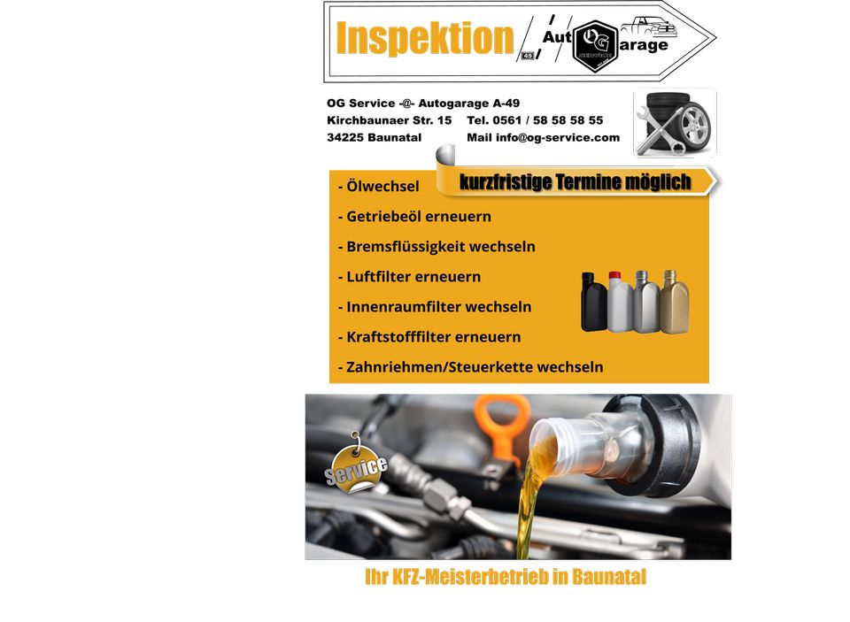 KFZ Meister Werkstatt Inspektion Service Reparaturen Ölwechsel in Baunatal