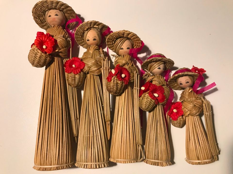 Vintage Maisstroh Puppen Figuren DEKORATION in Flensburg
