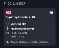 DB Ticket Stuttgart > Frankfurt Stuttgart - Stuttgart-Mitte Vorschau