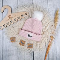 Handmade Hipster Beanie mit Kletti Hellrosa mit Bommel Brandenburg - Biesenthal Vorschau